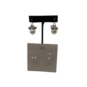 NWT ViVI Silver and Pearl Drop Fish Hook Earrings